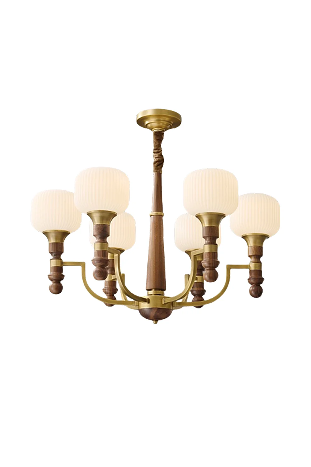 Vintage Glass Walnut Chandelier - Image 14