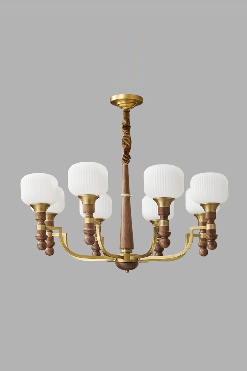 Vintage Glass Walnut Chandelier - Image 7