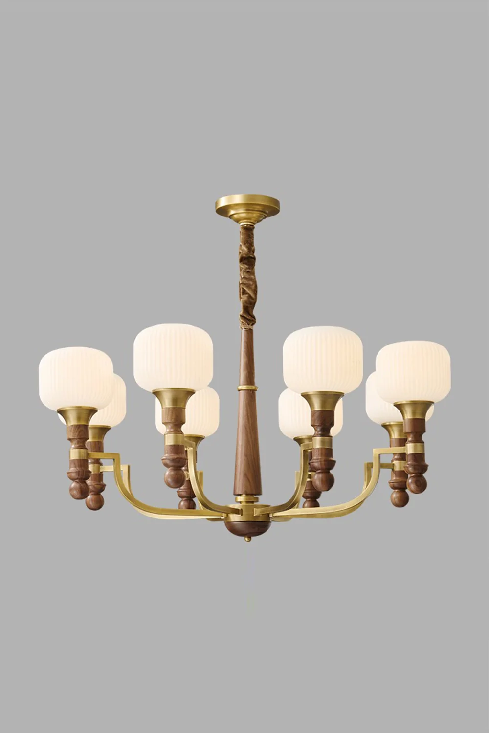 Vintage Glass Walnut Chandelier - Image 9