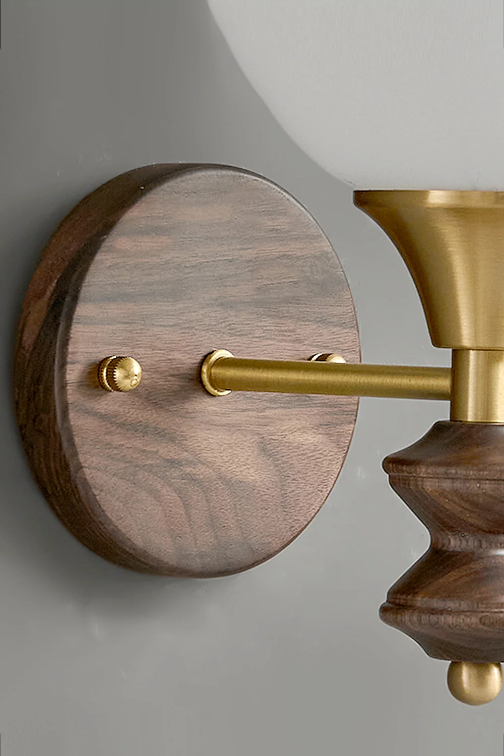 Vintage Globe Walnut Wood Wall Lamp - Image 11