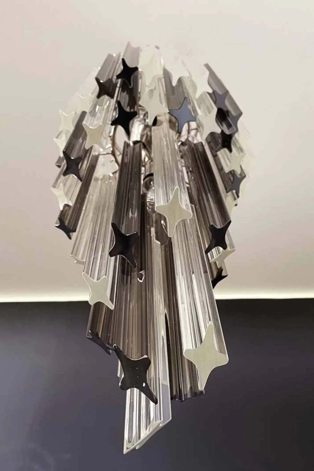 Vintage Smoked Art Glass Prism Spiral Chandelier - Image 13