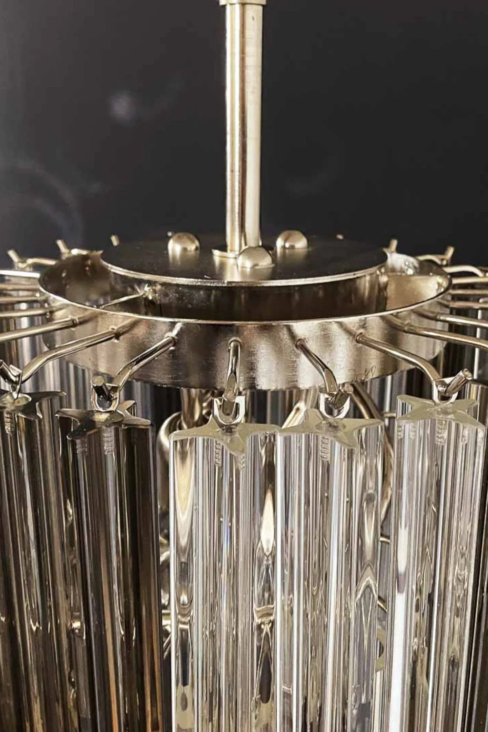 Vintage Smoked Art Glass Prism Spiral Chandelier - Image 14