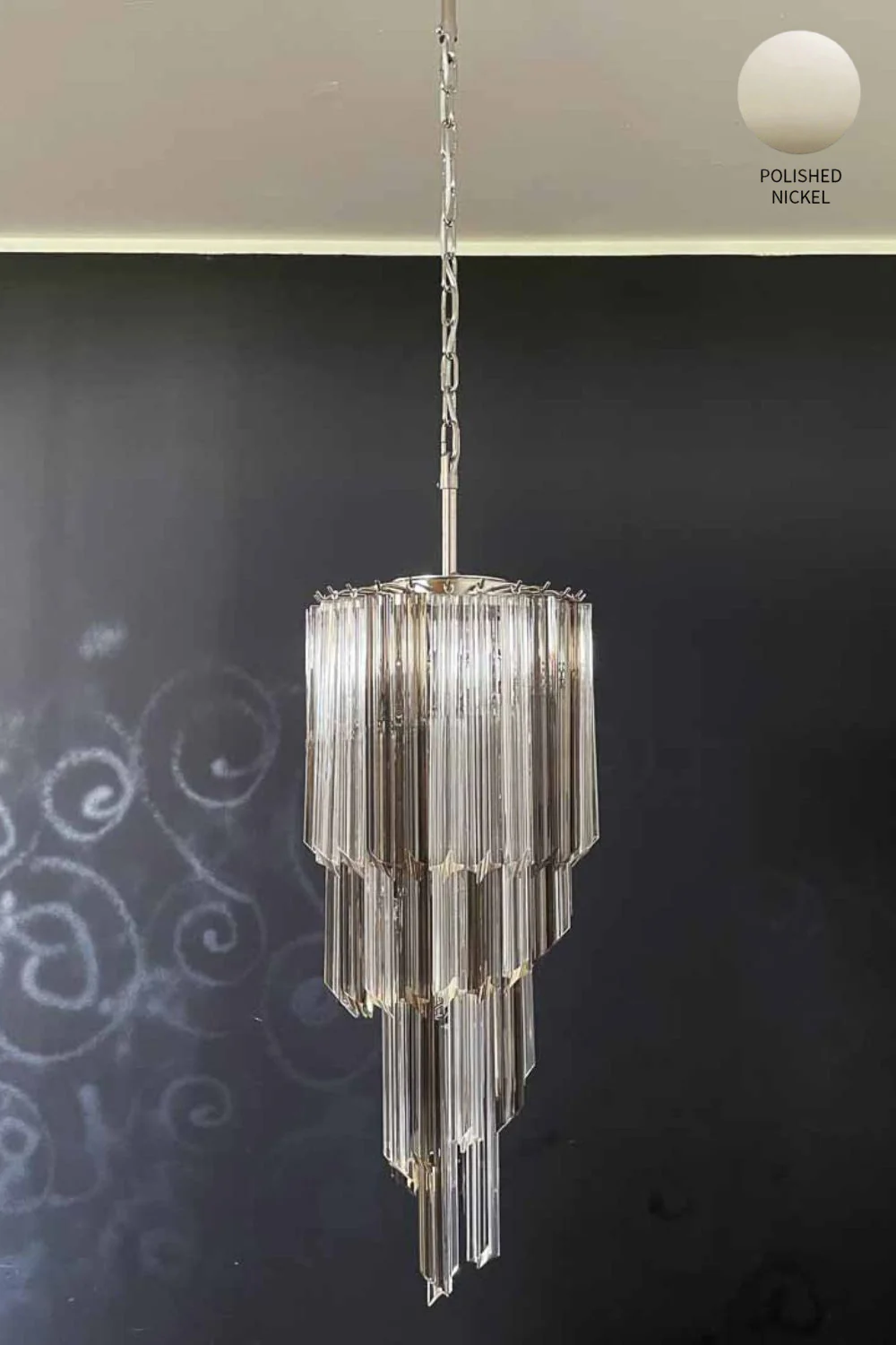 Vintage Smoked Art Glass Prism Spiral Chandelier - Image 16