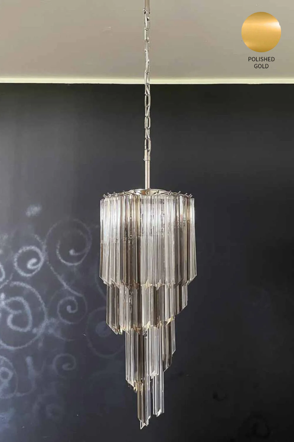 Vintage Smoked Art Glass Prism Spiral Chandelier - Image 17