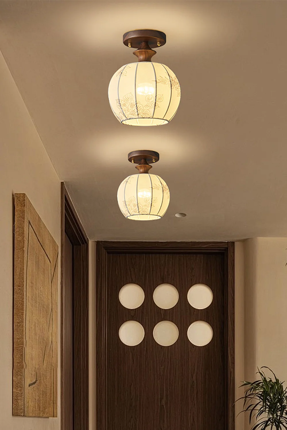 Vintage Walnut Ceiling Light - Image 2