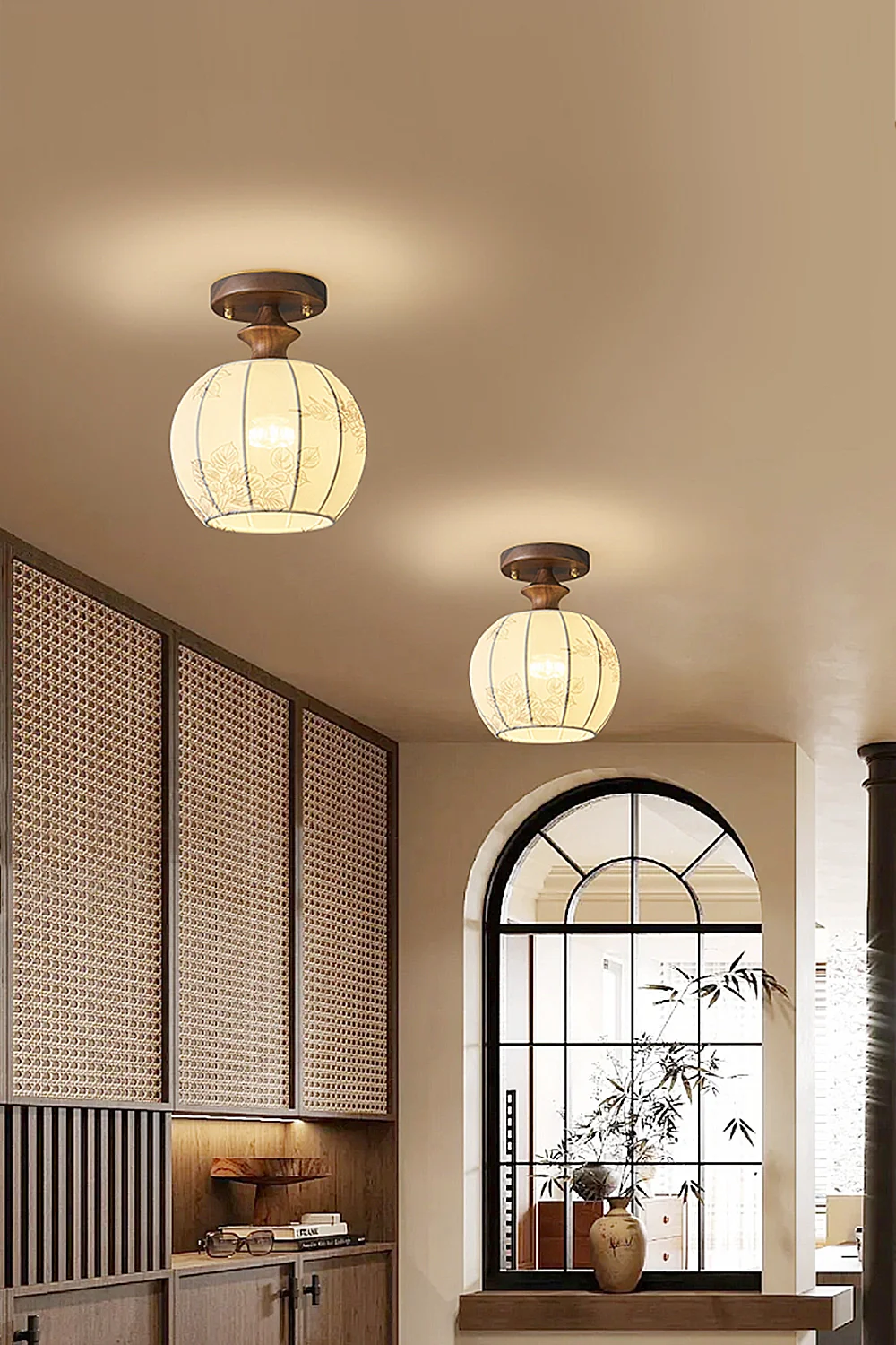 Vintage Walnut Ceiling Light - Image 6