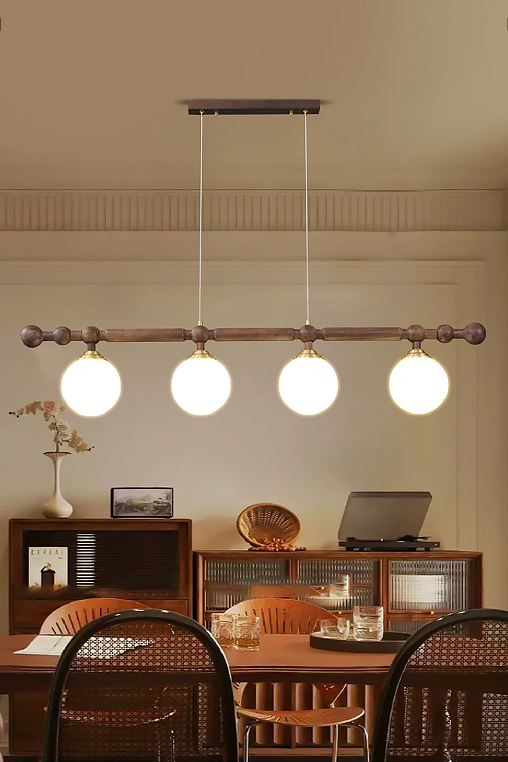 Vintage Walnut Dinging room Chandelier - Image 3