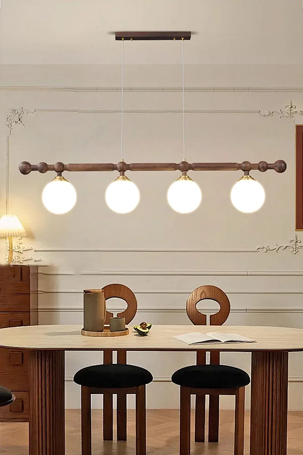 Vintage Walnut Dinging room Chandelier - Image 4