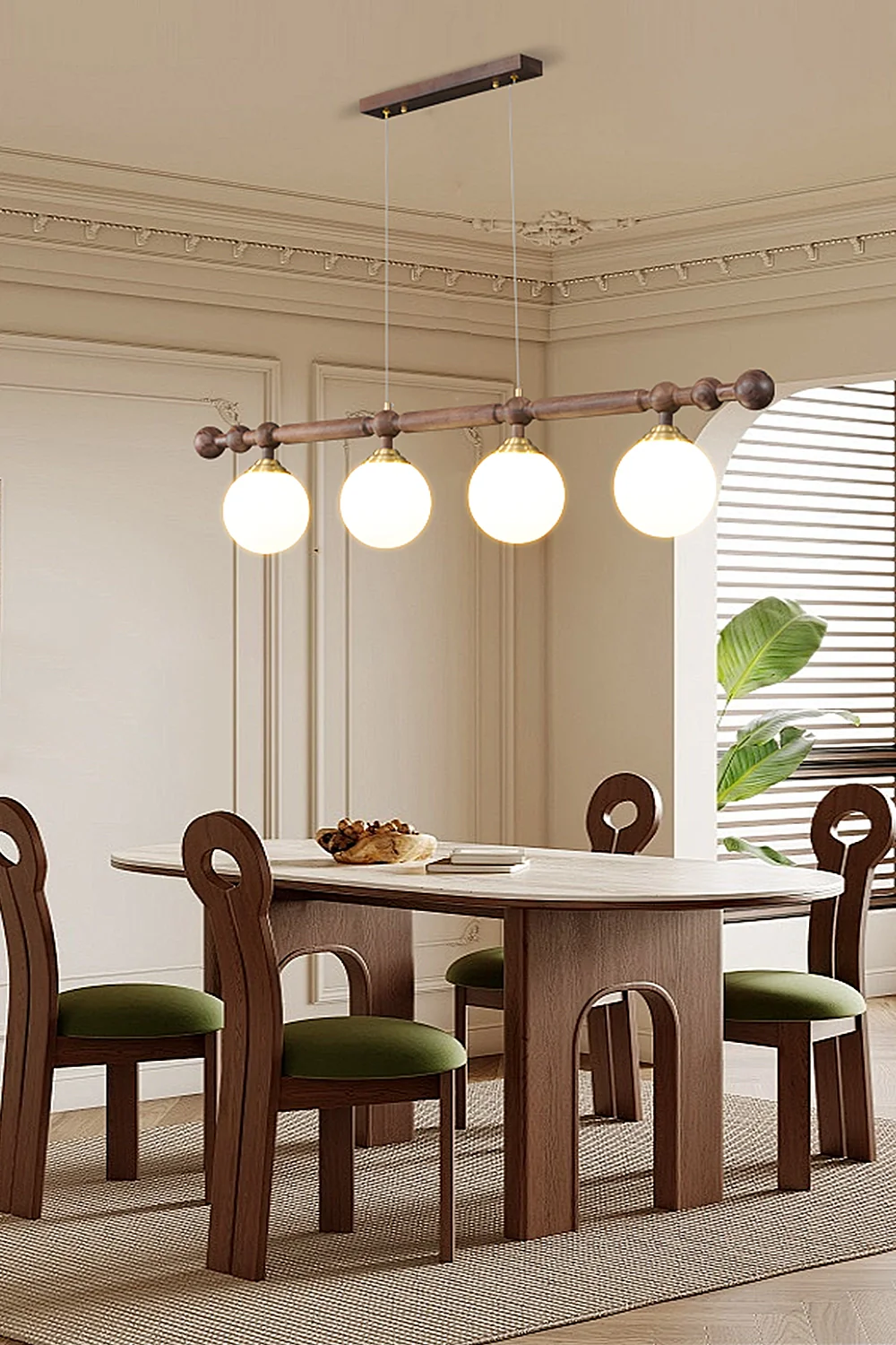 Vintage Walnut Dinging room Chandelier - Image 5