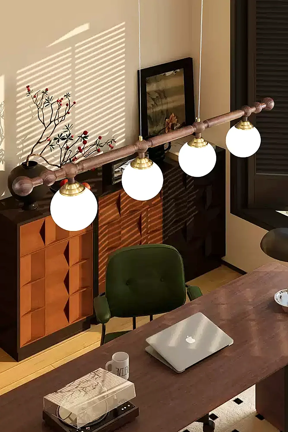 Vintage Walnut Dinging room Chandelier - Image 9