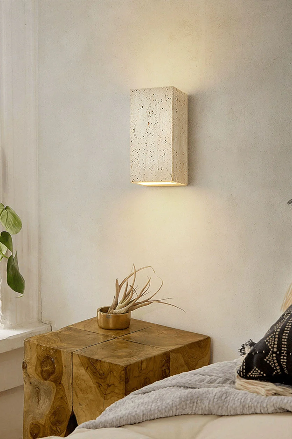 Vintage Yellow Travertine Wall Lamp - Image 2