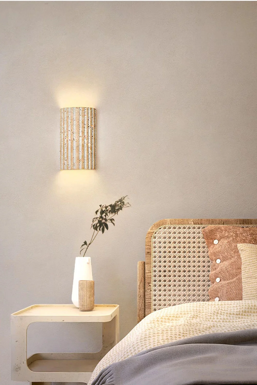 Vintage Yellow Travertine Wall Lamp - Image 4