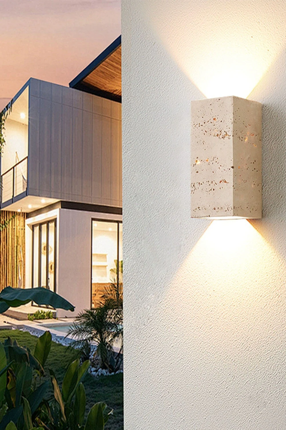 Vintage Yellow Travertine Wall Lamp - Image 7