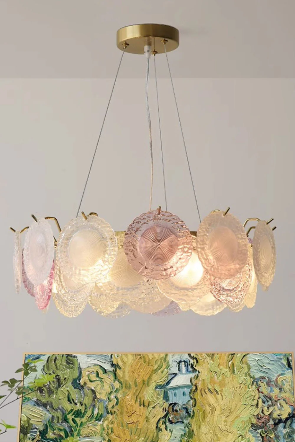 Vistosi-Style Glass Disc Chandelier - Image 3