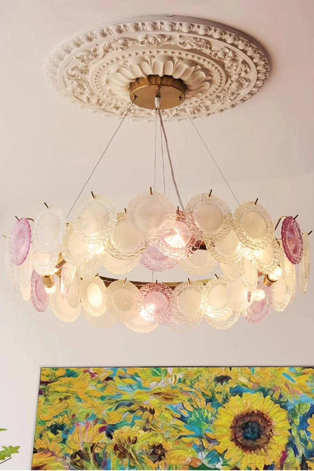 Vistosi-Style Glass Disc Chandelier - Image 4