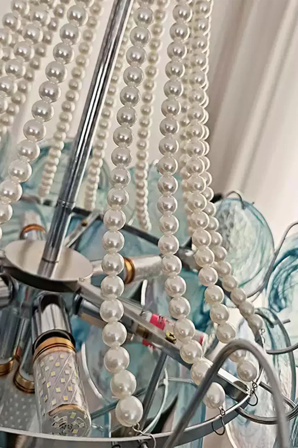 Vistosi Style Glass Pearl Disc Chandelier - Image 7