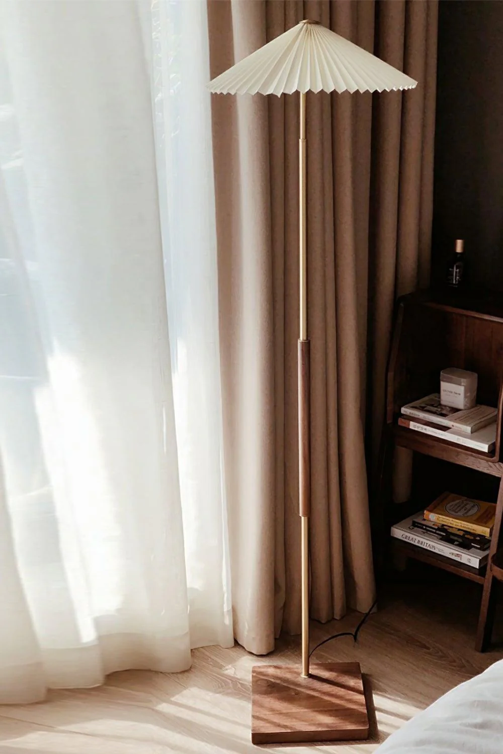 Walnut Brass Floor Lamp - Image 5