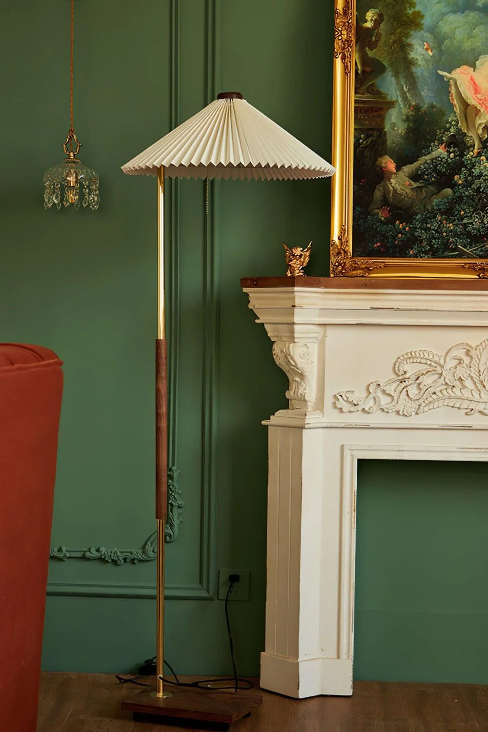 Walnut Brass Floor Lamp - Image 7