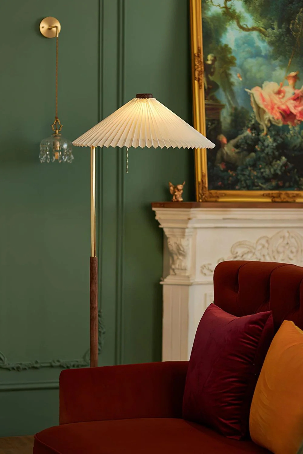 Walnut Brass Floor Lamp - Image 8