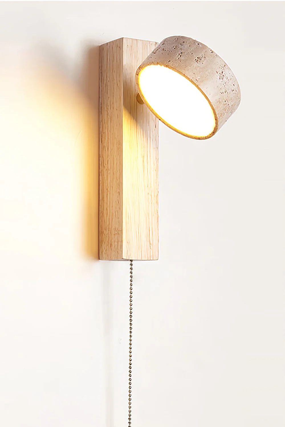 Walnut Wood Travertine Beam Wall Sconce - Image 19