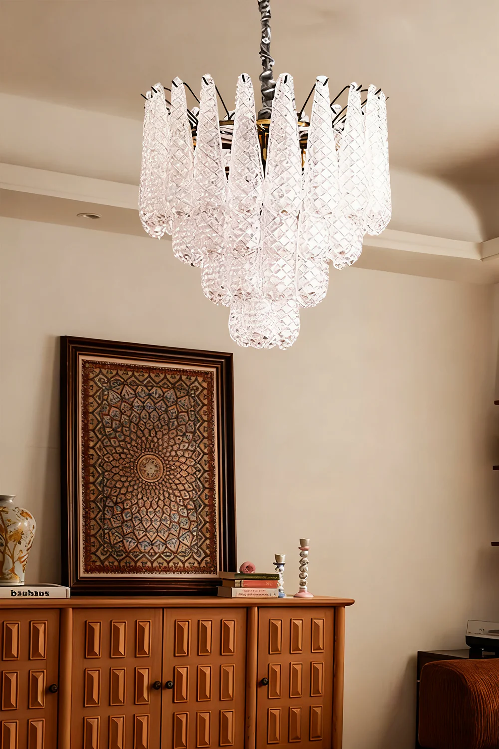 Water Drop Petal Art Glass Chandelier - Image 11