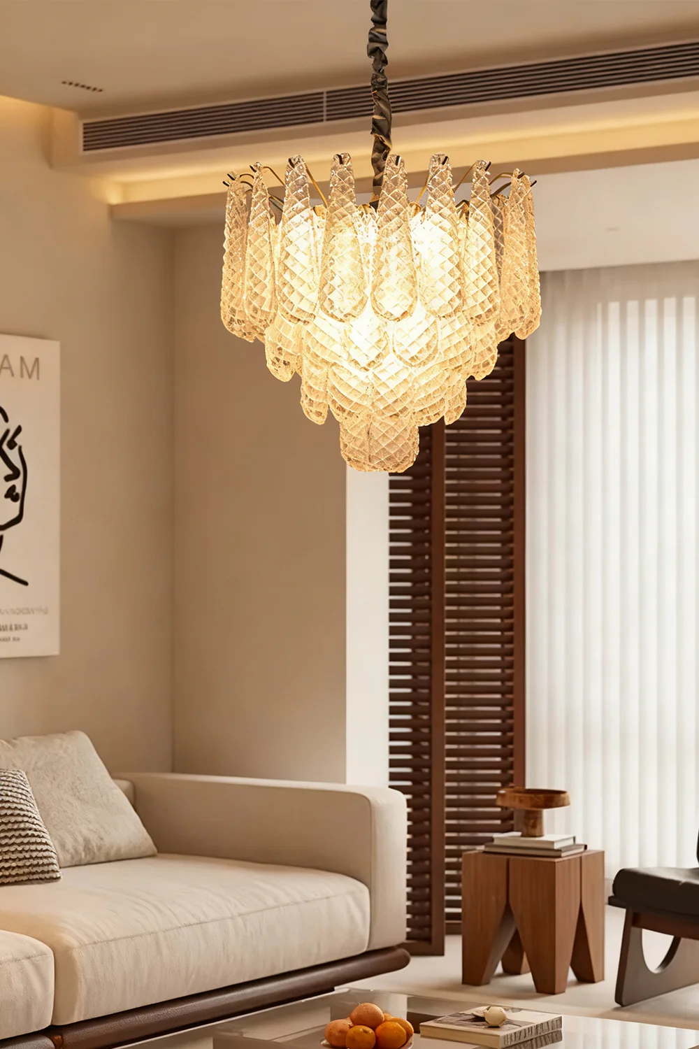 Water Drop Petal Art Glass Chandelier - Image 12