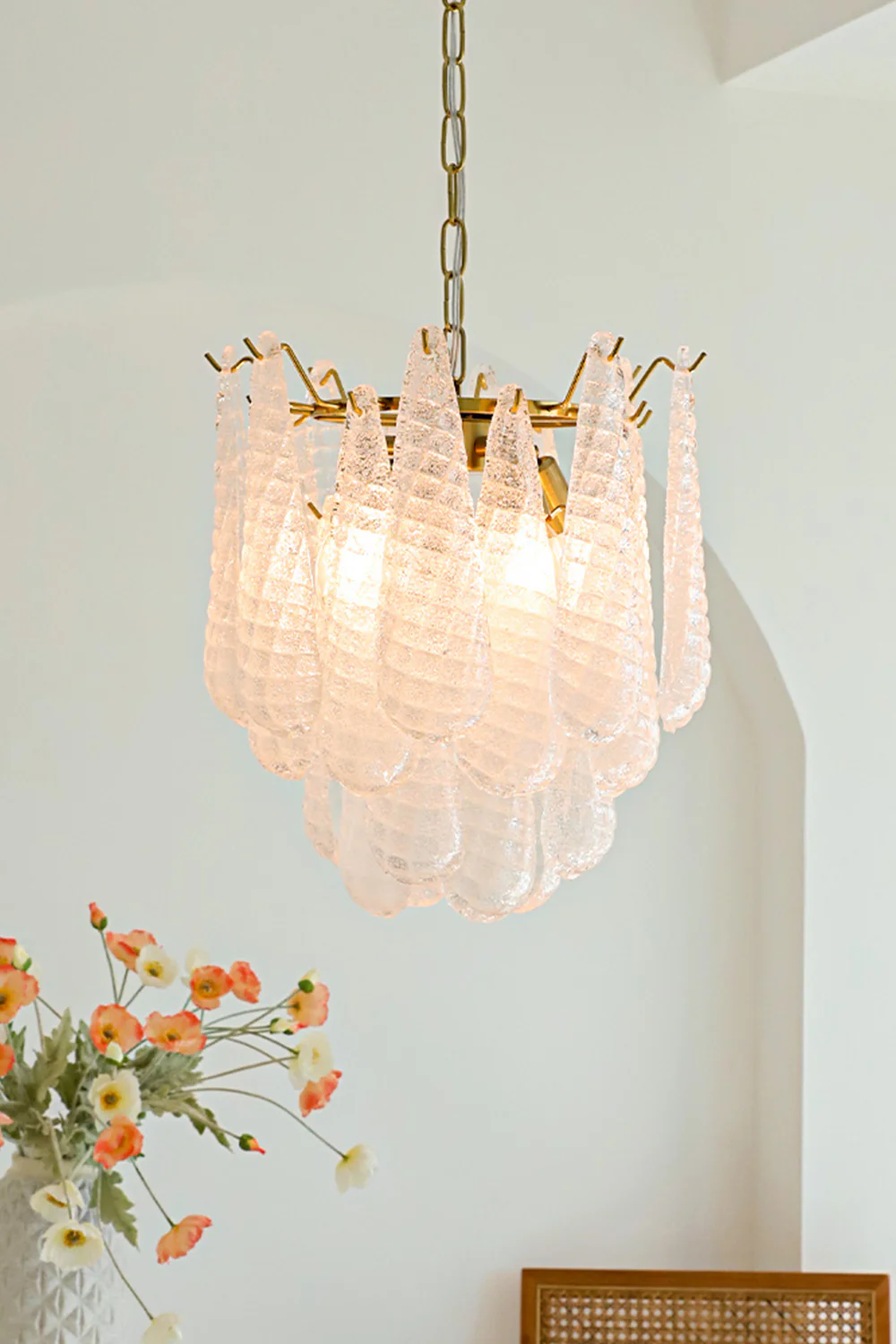 Water Drop Petal Art Glass Chandelier - Image 4