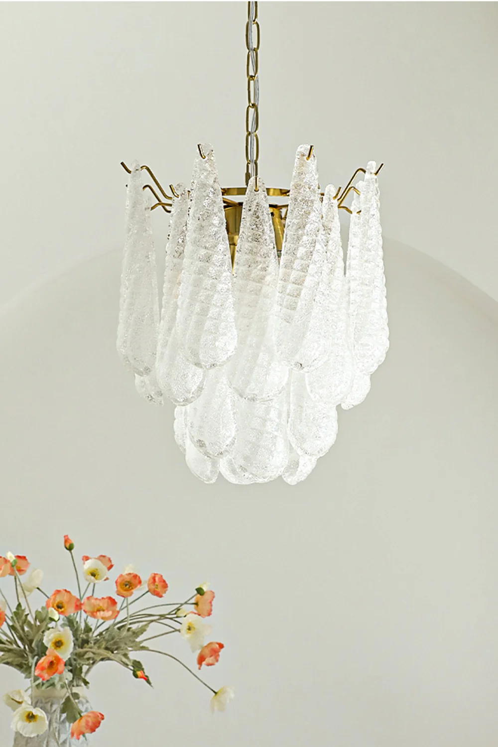 Water Drop Petal Art Glass Chandelier - Image 5