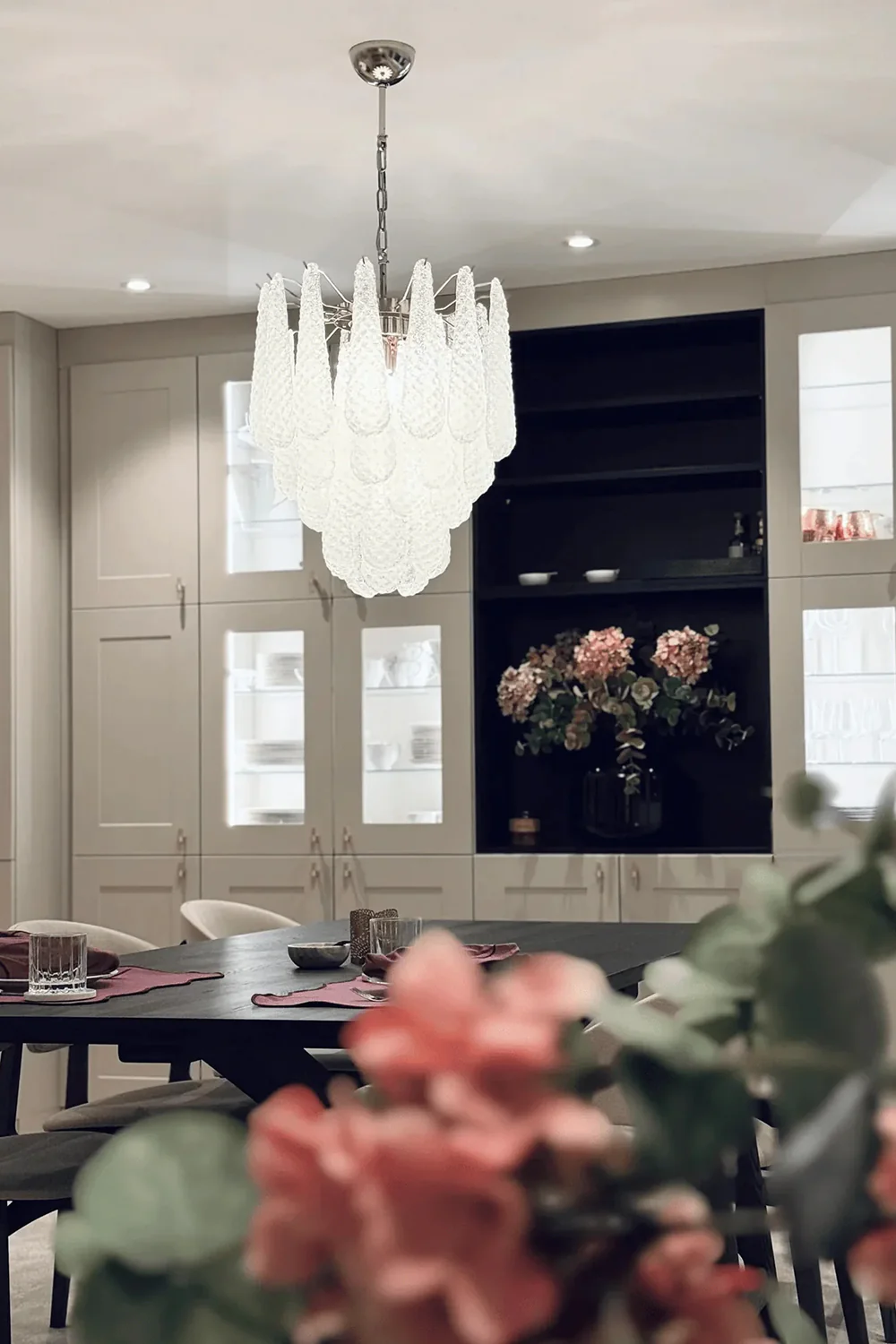 Water Drop Petal Art Glass Chandelier - Image 9