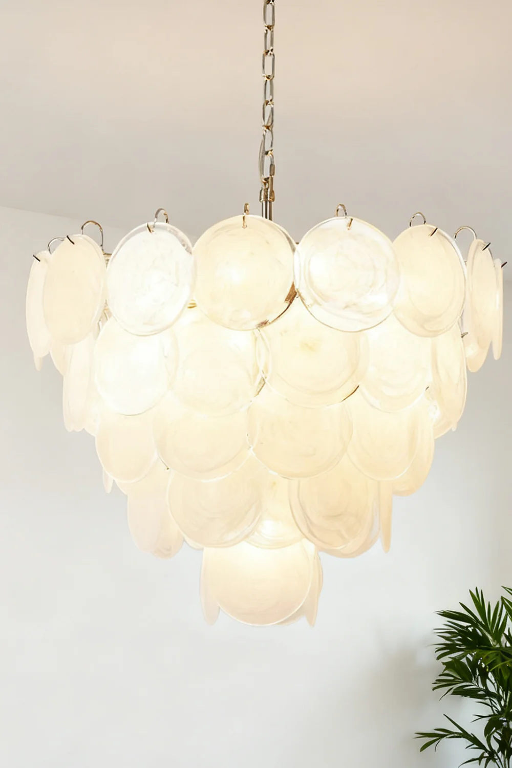 White Art Disc Glass Chandelier - Image 10