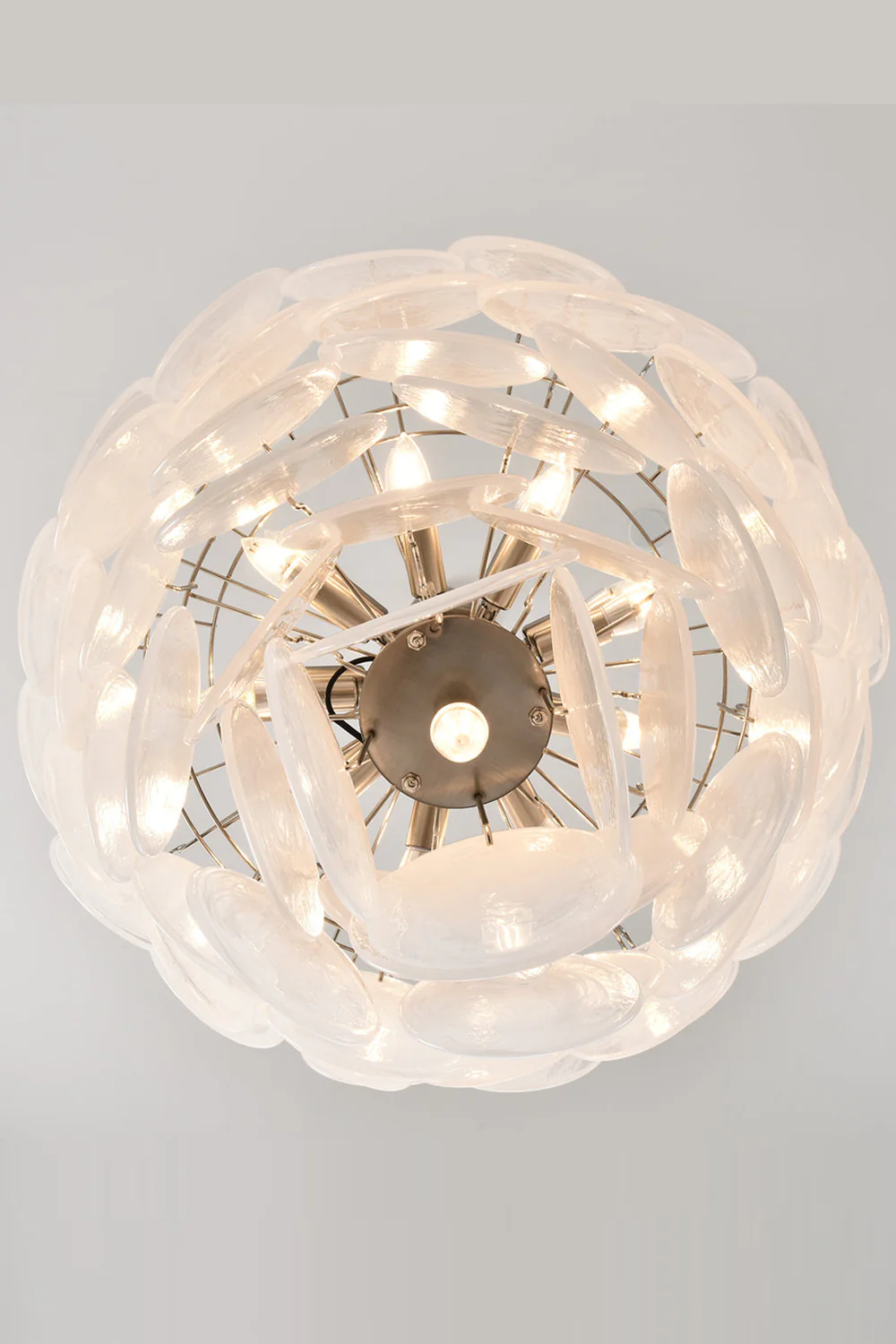 White Art Disc Glass Chandelier - Image 12