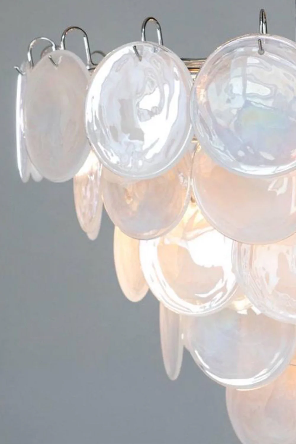 White Art Disc Glass Chandelier - Image 13