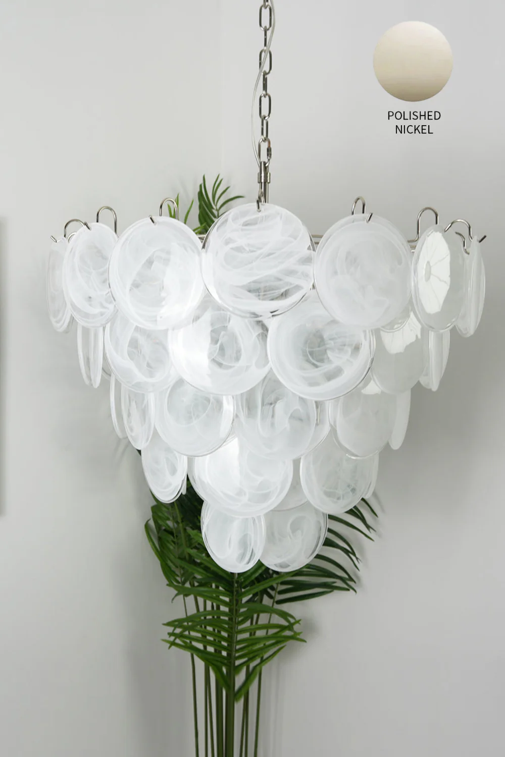 White Art Disc Glass Chandelier - Image 19