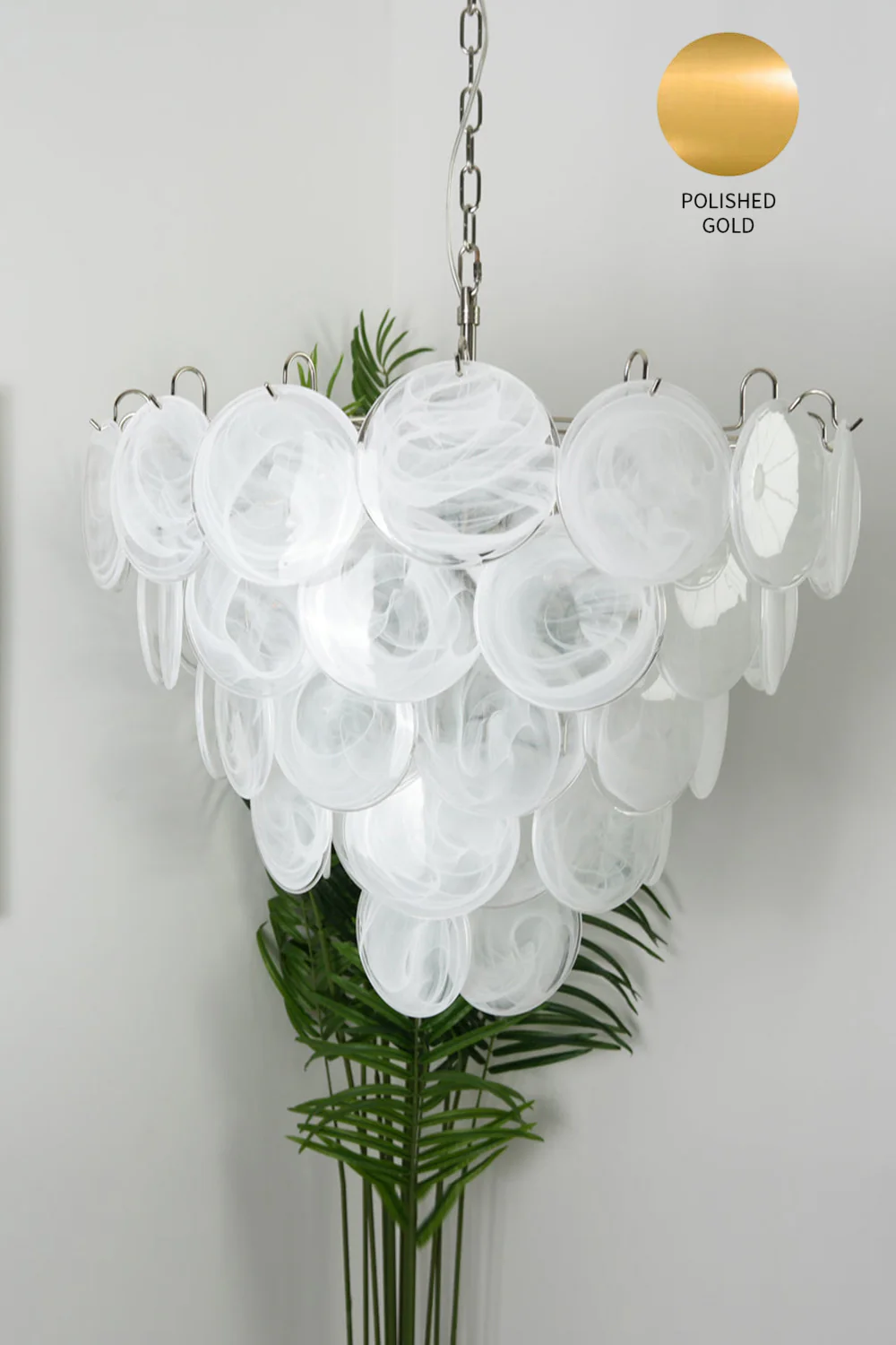 White Art Disc Glass Chandelier - Image 20