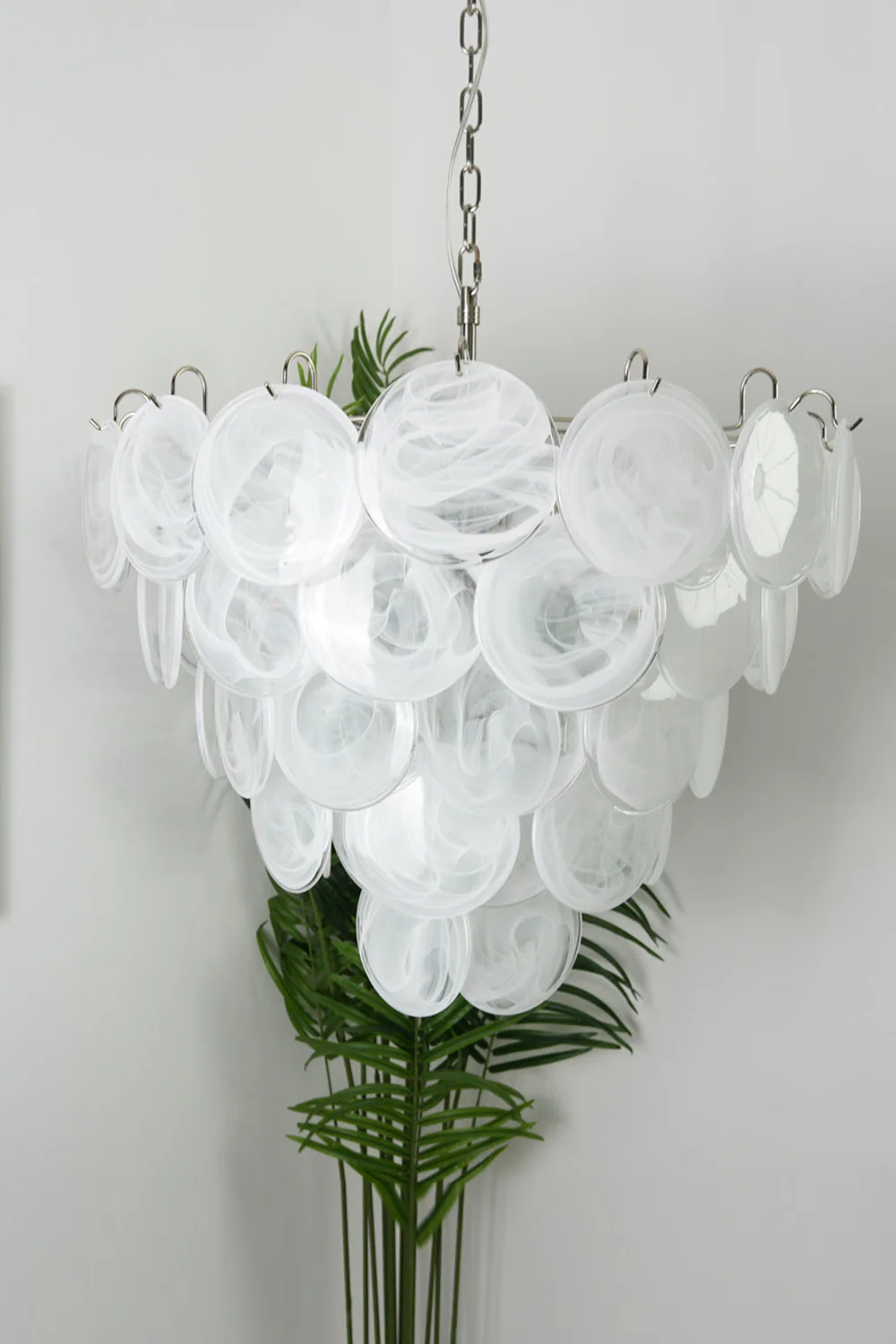 White Art Disc Glass Chandelier - Image 9