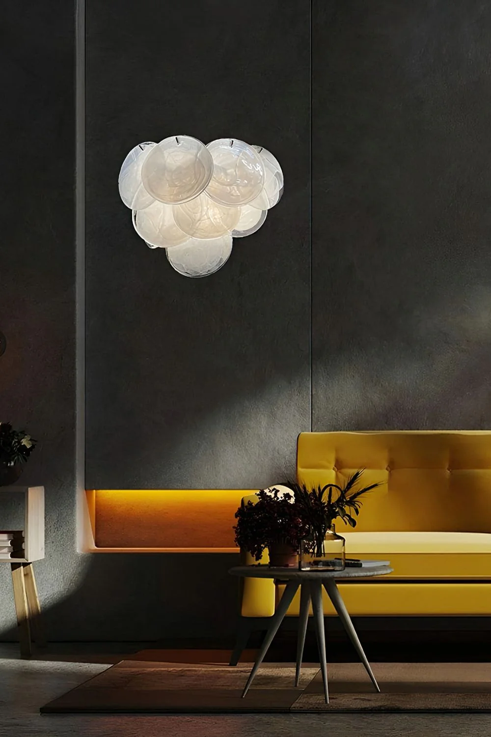 White Art Glass Discs Wall Lamp - Image 4